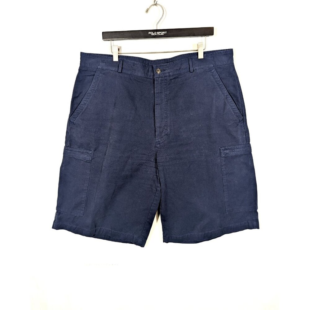 Turnbury Oversized Baggy Navy Blue Cargo Shorts Size 40 100% Cotton 11.5" Inseam